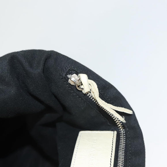 BALENCIAGA The Day Shoulder Bag Canvas Beige Silver 141175 Auth bs26003