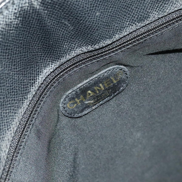 CHANEL Tote Bag Caviar Skin Black CC Auth bs26013