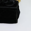CHANEL Matelasse Camellia Chain Shoulder Bag Velor Black Gold CC Auth bs26015-14