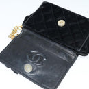 CHANEL Matelasse Camellia Chain Shoulder Bag Velor Black Gold CC Auth bs26015-10