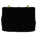 CHANEL Matelasse Camellia Chain Shoulder Bag Velor Black Gold CC Auth bs26015-2