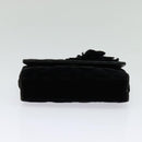 CHANEL Matelasse Camellia Chain Shoulder Bag Velor Black Gold CC Auth bs26015-5