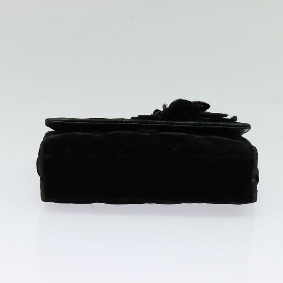 CHANEL Matelasse Camellia Chain Shoulder Bag Velor Black Gold CC Auth bs26015