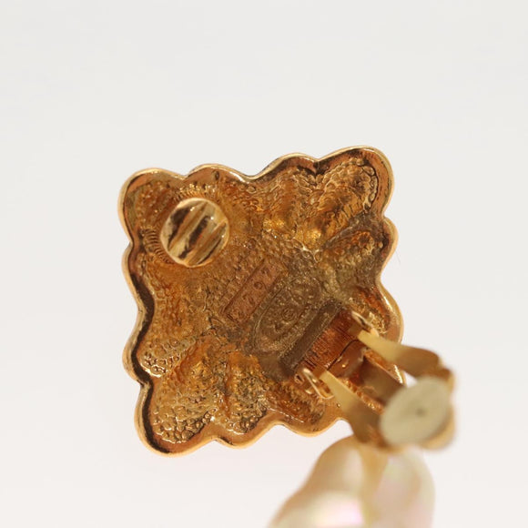 CHANEL Pearl Earring metal Gold CC Auth bs26024