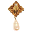 CHANEL Pearl Earring metal Gold CC Auth bs26024-3