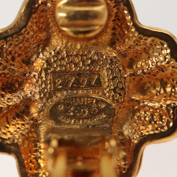 CHANEL Pearl Earring metal Gold CC Auth bs26024