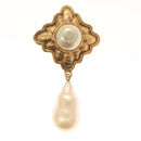CHANEL Pearl Earring metal Gold CC Auth bs26024-8