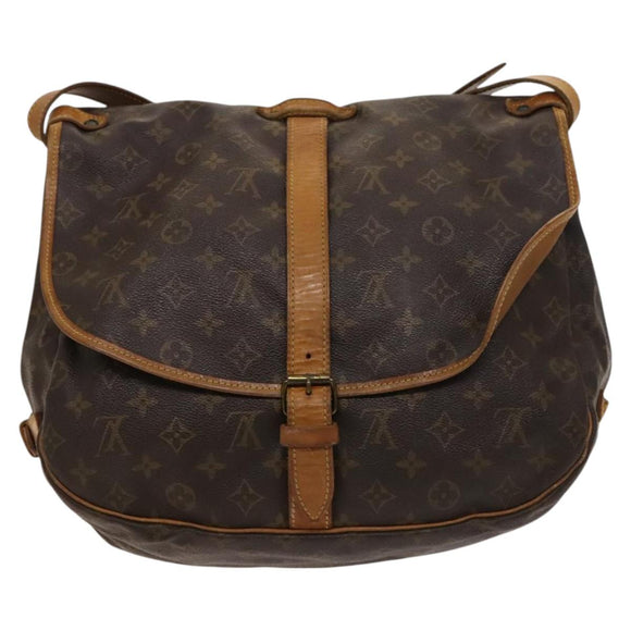 LOUIS VUITTON Monogram Saumur 35 Shoulder Bag M42254 LV Auth bs26029