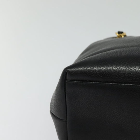 CHANEL COCO Mark Chain Shoulder Bag Caviar Skin Black Gold CC Auth bs26042