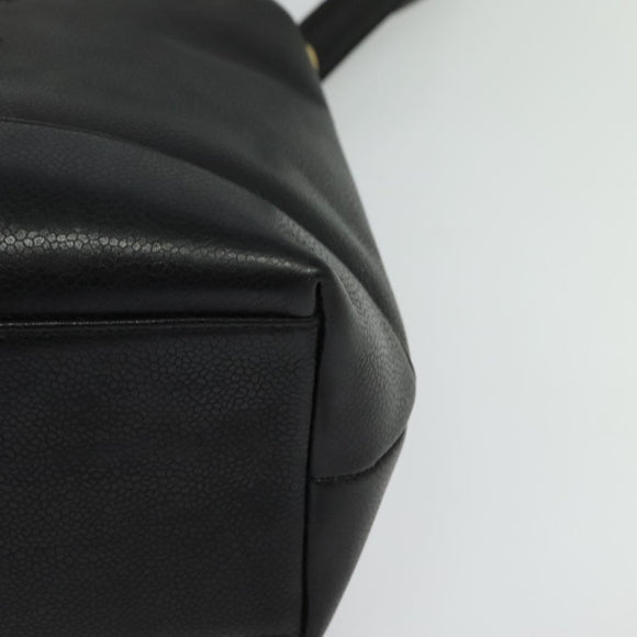 CHANEL COCO Mark Chain Shoulder Bag Caviar Skin Black Gold CC Auth bs26042