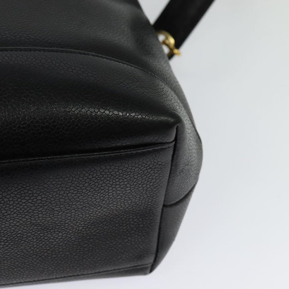 CHANEL COCO Mark Chain Shoulder Bag Caviar Skin Black Gold CC Auth bs26042