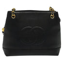 CHANEL COCO Mark Chain Shoulder Bag Caviar Skin Black Gold CC Auth bs26042-2