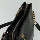 CHANEL COCO Mark Chain Shoulder Bag Caviar Skin Black Gold CC Auth bs26042-6