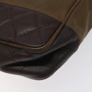 CHANEL Chain Tote Bag Beschichtete Canvas Leder Braun Gold CC Auth bs26043-16