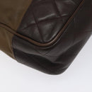 CHANEL Chain Tote Bag Beschichtete Canvas Leder Braun Gold CC Auth bs26043-17