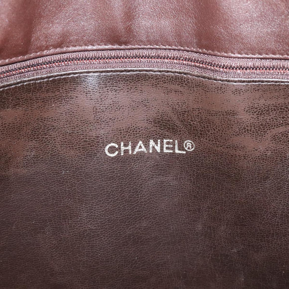 CHANEL Chain Tote Bag Beschichtete Canvas Leder Braun Gold CC Auth bs26043