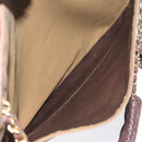 CHANEL Chain Tote Bag Beschichtete Canvas Leder Braun Gold CC Auth bs26043-22