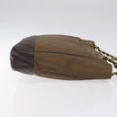 CHANEL Chain Tote Bag Coated Canvas Leather Brown Gold CC Auth bs26043-3