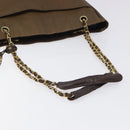 CHANEL Chain Tote Bag Coated Canvas Leather Brown Gold CC Auth bs26043-7