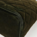 CHANEL Matelasse Reprint Tote Bag Velor Khaki CC Auth bs26044-16