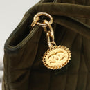 CHANEL Matelasse Reprint Tote Bag Velor Khaki CC Auth bs26044-10