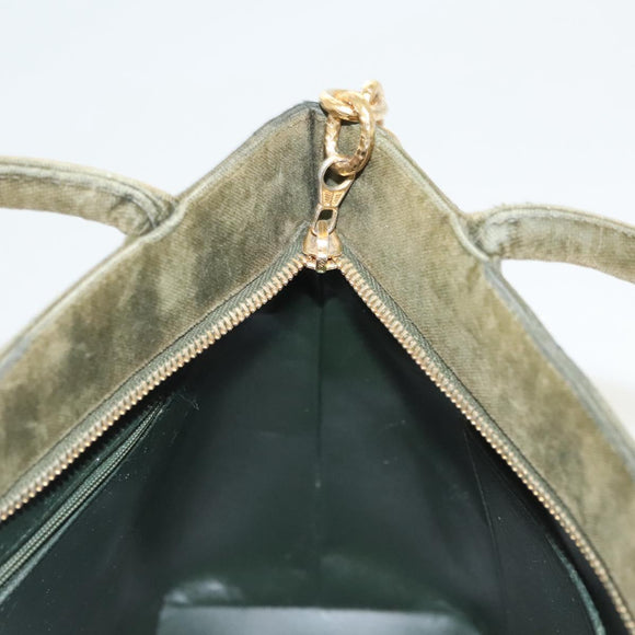 CHANEL Matelasse Reprint Tote Bag Velor Khaki CC Auth bs26044