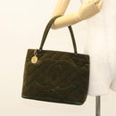CHANEL Matelasse Reprint Tote Bag Velor Khaki CC Auth bs26044-23