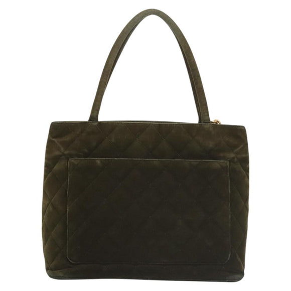 CHANEL Matelasse Reprint Tote Bag Velor Khaki CC Auth bs26044