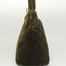 CHANEL Matelasse Reprint Tote Bag Velor Khaki CC Auth bs26044-3