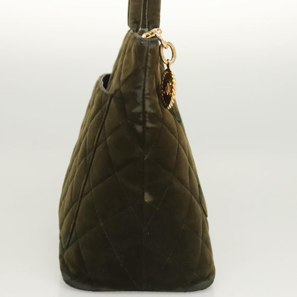 CHANEL Matelasse Reprint Tote Bag Velor Khaki CC Auth bs26044