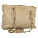 PRADA Chain Shoulder Bag Nylon Beige Silver Auth bs26049-1