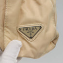 PRADA Chain Shoulder Bag Nylon Beige Silver Auth bs26049-18