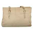 PRADA Chain Shoulder Bag Nylon Beige Silver Auth bs26049-2