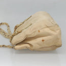 PRADA Chain Shoulder Bag Nylon Beige Silver Auth bs26049-4