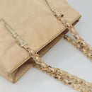 PRADA Chain Shoulder Bag Nylon Beige Silver Auth bs26049-6