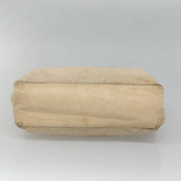 PRADA Chain Shoulder Bag Nylon Beige Silver Auth bs26049