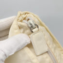 PRADA Tote Bag Nylon Cream Silver Auth bs26062-9