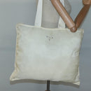PRADA Tote Bag Nylon Cream Silver Auth bs26062-21