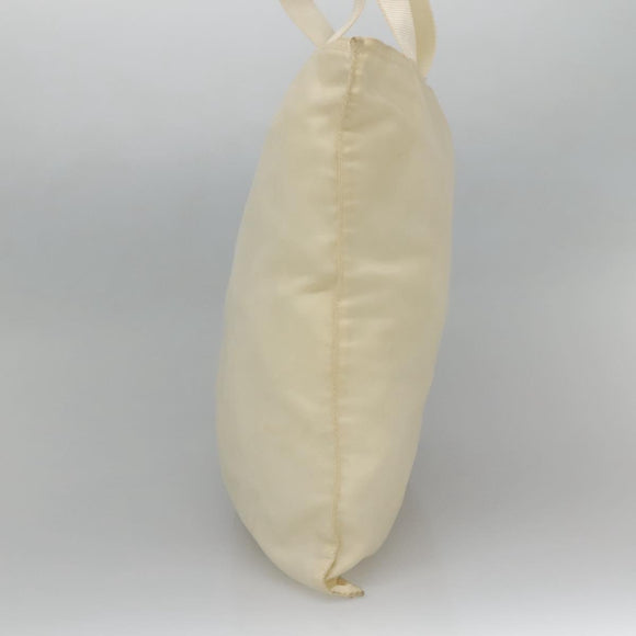 PRADA Tote Bag Nylon Cream Silver Auth bs26062