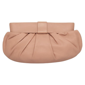 VALENTINO Clutch Bag Leather Pink Gold Auth bs26076 - 0
