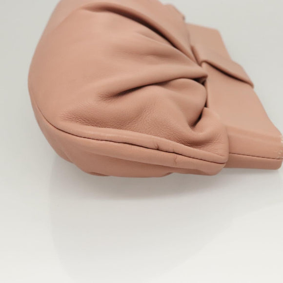 VALENTINO Clutch Bag Leather Pink Gold Auth bs26076