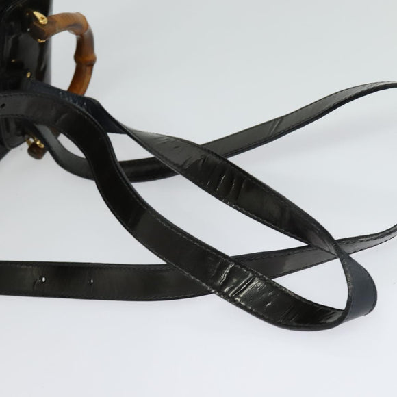 GUCCI Bamboo Backpack Enamel Navy Gold 003 2058 0030 Auth bs26080