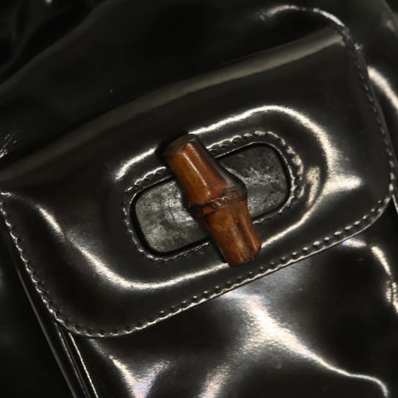 GUCCI Bamboo Backpack Enamel Navy Gold 003 2058 0030 Auth bs26080