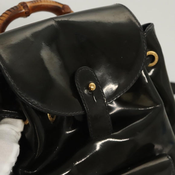 GUCCI Bamboo Backpack Enamel Navy Gold 003 2058 0030 Auth bs26080