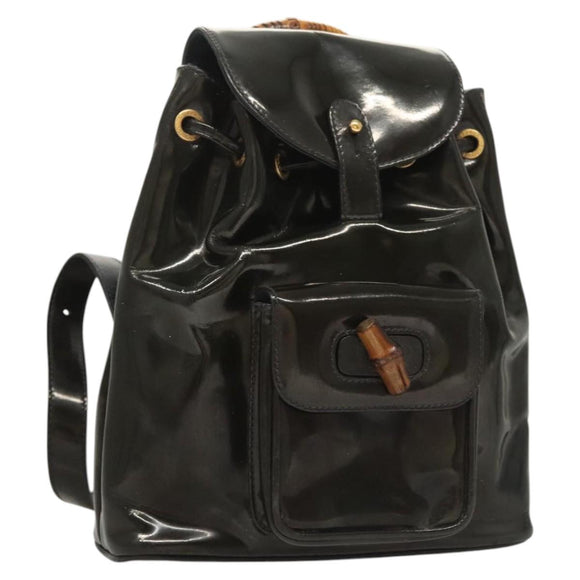 GUCCI Bamboo Backpack Enamel Navy Gold 003 2058 0030 Auth bs26080