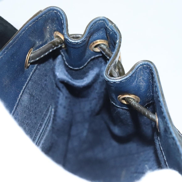 GUCCI Bamboo Backpack Enamel Navy Gold 003 2058 0030 Auth bs26080