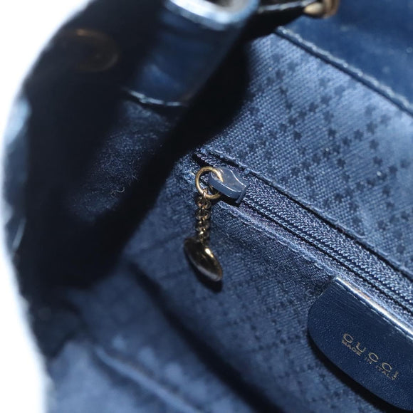GUCCI Bamboo Backpack Enamel Navy Gold 003 2058 0030 Auth bs26080