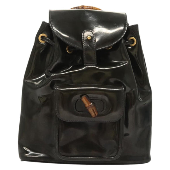 GUCCI Bamboo Backpack Enamel Navy Gold 003 2058 0030 Auth bs26080