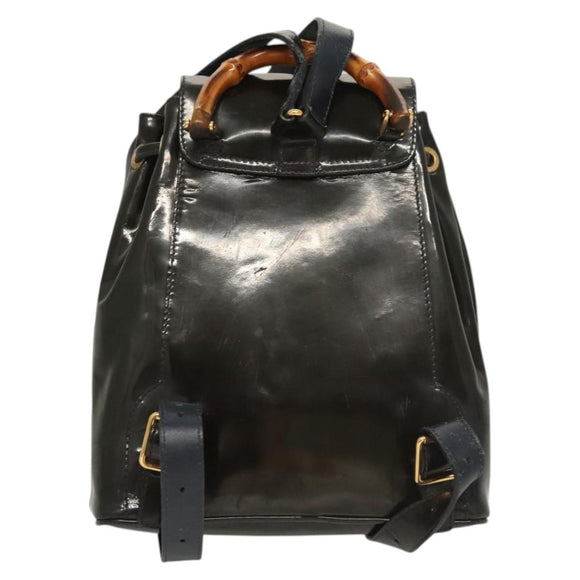 GUCCI Bamboo Backpack Enamel Navy Gold 003 2058 0030 Auth bs26080