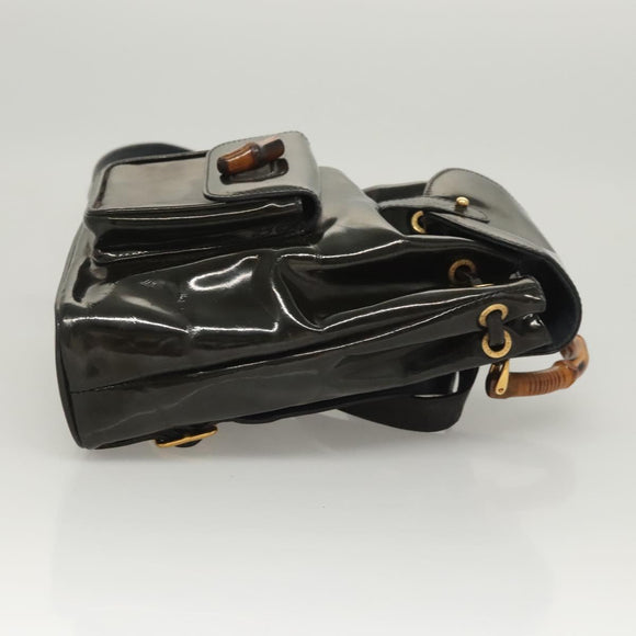 GUCCI Bamboo Backpack Enamel Navy Gold 003 2058 0030 Auth bs26080